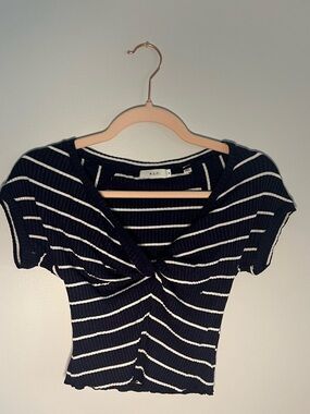 ALC Striped Twist Front Cropped Tee